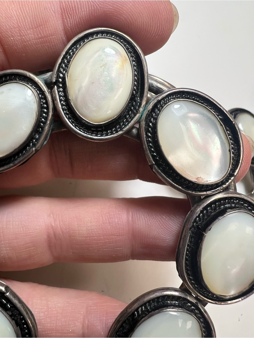 Sterling Silver White Mother-of-Pearl Squash Blossom Necklace - Picture 11 of 16